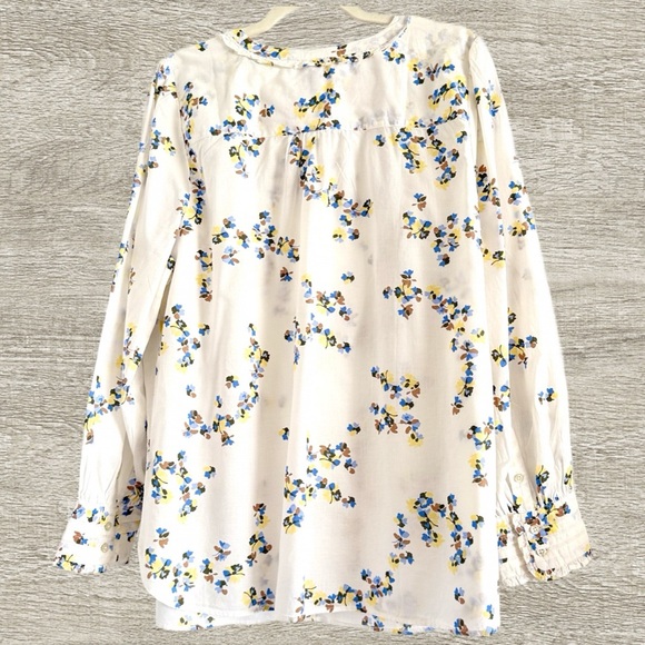 ☘️ 3/$17 Talbots Floral Long Sleeve Button Down Shirt Ruffle Detail XL - Picture 3 of 10